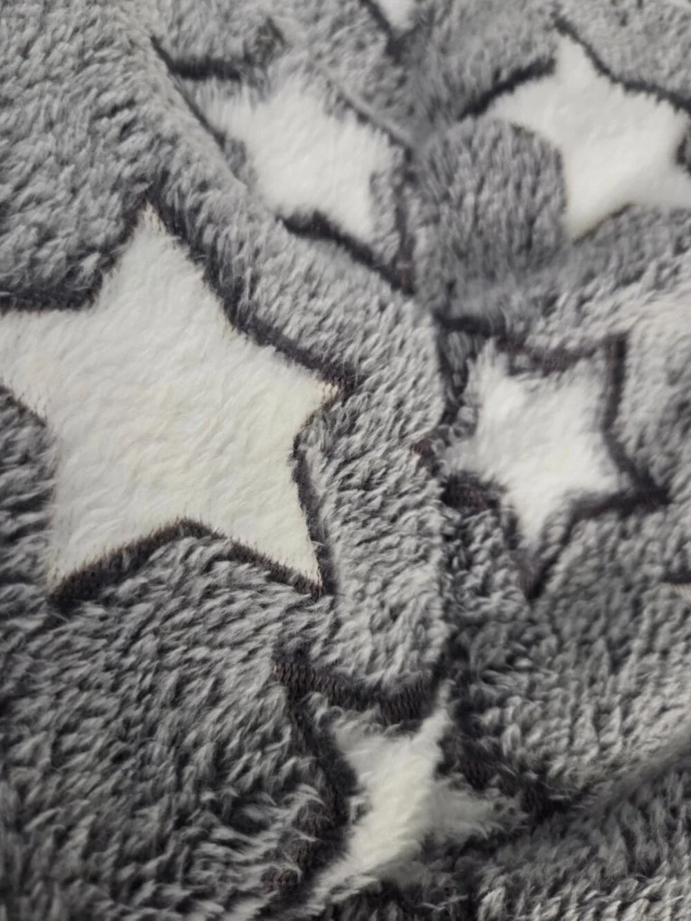 Gray with White Stars Plush Blanket